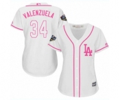 Women's Majestic Los Angeles Dodgers #34 Fernando Valenzuela Authentic White Fashion Cool Base 2018 World Series MLB Jersey