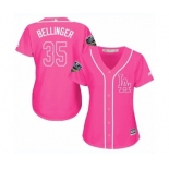 Women's Majestic Los Angeles Dodgers #35 Cody Bellinger Authentic Pink Fashion Cool Base 2018 World Series MLB Jersey