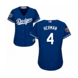 Women's Majestic Los Angeles Dodgers #4 Babe Herman Authentic Royal Blue Alternate Cool Base 2018 World Series MLB Jersey