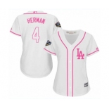 Women's Majestic Los Angeles Dodgers #4 Babe Herman Authentic White Fashion Cool Base 2018 World Series MLB Jersey