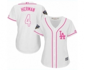 Women's Majestic Los Angeles Dodgers #4 Babe Herman Authentic White Fashion Cool Base 2018 World Series MLB Jersey