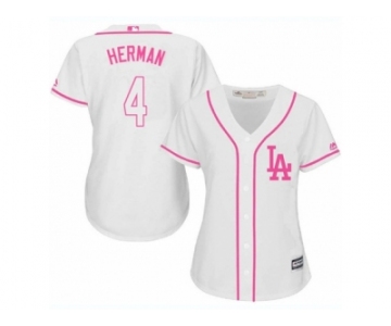 Women's Majestic Los Angeles Dodgers #4 Babe Herman Authentic White Fashion Cool Base MLB Jersey