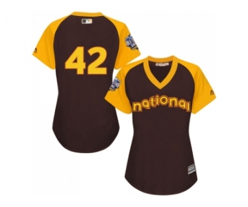 Women's Majestic Los Angeles Dodgers #42 Jackie Robinson Authentic Brown 2016 All-Star National League BP Cool Base MLB Jersey