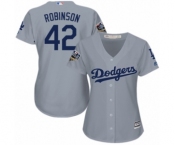 Women's Majestic Los Angeles Dodgers #42 Jackie Robinson Authentic Grey 2018 World Series MLB Jersey