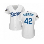 Women's Majestic Los Angeles Dodgers #42 Jackie Robinson Authentic White 2018 World Series MLB Jersey