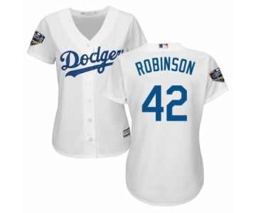 Women's Majestic Los Angeles Dodgers #42 Jackie Robinson Authentic White 2018 World Series MLB Jersey