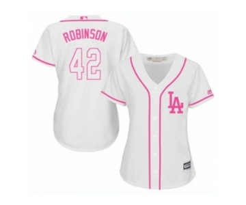 Women's Majestic Los Angeles Dodgers #42 Jackie Robinson Replica White Fashion Cool Base MLB Jersey