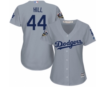 Women's Majestic Los Angeles Dodgers #44 Rich Hill Authentic Grey Road Cool Base 2018 World Series MLB Jersey