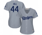 Women's Majestic Los Angeles Dodgers #44 Rich Hill Authentic Grey Road Cool Base MLB Jersey