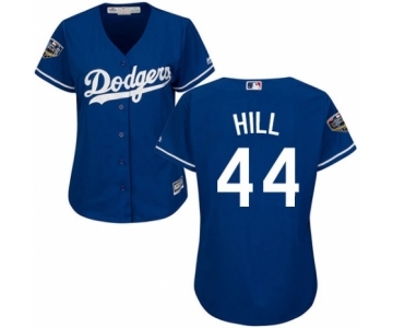 Women's Majestic Los Angeles Dodgers #44 Rich Hill Authentic Royal Blue Alternate Cool Base 2018 World Series MLB Jersey