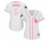 Women's Majestic Los Angeles Dodgers #5 Corey Seager Authentic White Fashion Cool Base 2018 World Series MLB Jersey