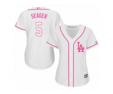 Women's Majestic Los Angeles Dodgers #5 Corey Seager Authentic White Fashion Cool Base MLB Jersey