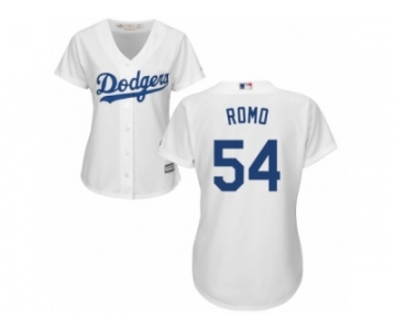 Women's Majestic Los Angeles Dodgers #54 Sergio Romo Replica White Home Cool Base MLB Jersey