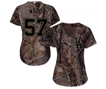 Women's Majestic Los Angeles Dodgers #57 Alex Wood Authentic Camo Realtree Collection Flex Base MLB Jersey