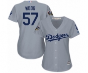 Women's Majestic Los Angeles Dodgers #57 Alex Wood Authentic Grey Road Cool Base 2018 World Series MLB Jersey