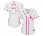 Women's Majestic Los Angeles Dodgers #57 Alex Wood Authentic White Fashion Cool Base MLB Jersey