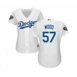 Women's Majestic Los Angeles Dodgers #57 Alex Wood Authentic White Home Cool Base 2018 World Series MLB Jersey