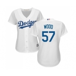 Women's Majestic Los Angeles Dodgers #57 Alex Wood Authentic White Home Cool Base MLB Jersey