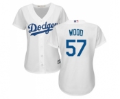 Women's Majestic Los Angeles Dodgers #57 Alex Wood Authentic White Home Cool Base MLB Jersey