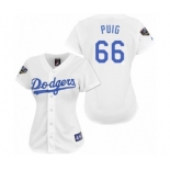 Women's Majestic Los Angeles Dodgers #66 Yasiel Puig Authentic White 2018 World Series MLB Jersey