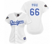 Women's Majestic Los Angeles Dodgers #66 Yasiel Puig Authentic White 2018 World Series MLB Jersey