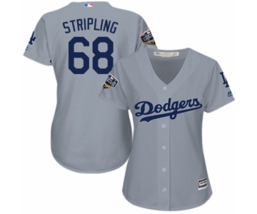 Women's Majestic Los Angeles Dodgers #68 Ross Stripling Authentic Grey Road Cool Base 2018 World Series MLB Jersey