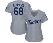 Women's Majestic Los Angeles Dodgers #68 Ross Stripling Authentic Grey Road Cool Base MLB Jersey