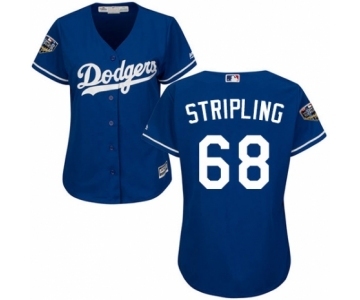 Women's Majestic Los Angeles Dodgers #68 Ross Stripling Authentic Royal Blue Alternate Cool Base 2018 World Series MLB Jersey