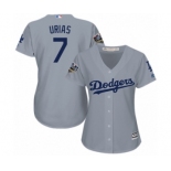 Women's Majestic Los Angeles Dodgers #7 Julio Urias Authentic Grey Road Cool Base 2018 World Series MLB Jersey