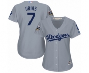 Women's Majestic Los Angeles Dodgers #7 Julio Urias Authentic Grey Road Cool Base 2018 World Series MLB Jersey