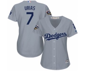 Women's Majestic Los Angeles Dodgers #7 Julio Urias Authentic Grey Road Cool Base 2018 World Series MLB Jersey