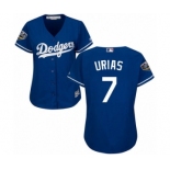 Women's Majestic Los Angeles Dodgers #7 Julio Urias Authentic Royal Blue Alternate Cool Base 2018 World Series MLB Jersey