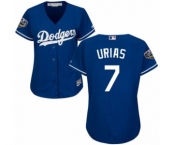 Women's Majestic Los Angeles Dodgers #7 Julio Urias Authentic Royal Blue Alternate Cool Base 2018 World Series MLB Jersey