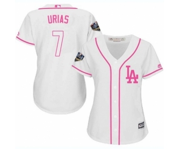 Women's Majestic Los Angeles Dodgers #7 Julio Urias Authentic White Fashion Cool Base 2018 World Series MLB Jersey