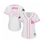 Women's Majestic Los Angeles Dodgers #74 Kenley Jansen Authentic White Fashion Cool Base 2018 World Series MLB Jersey