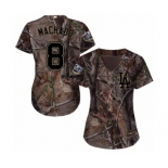 Women's Majestic Los Angeles Dodgers #8 Manny Machado Authentic Camo Realtree Collection Flex Base 2018 World Series MLB Jersey