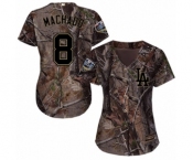 Women's Majestic Los Angeles Dodgers #8 Manny Machado Authentic Camo Realtree Collection Flex Base 2018 World Series MLB Jersey