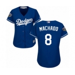 Women's Majestic Los Angeles Dodgers #8 Manny Machado Authentic Royal Blue Alternate Cool Base 2018 World Series MLB Jersey