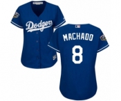 Women's Majestic Los Angeles Dodgers #8 Manny Machado Authentic Royal Blue Alternate Cool Base 2018 World Series MLB Jersey