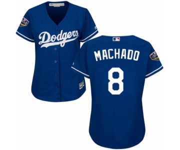 Women's Majestic Los Angeles Dodgers #8 Manny Machado Authentic Royal Blue Alternate Cool Base 2018 World Series MLB Jersey