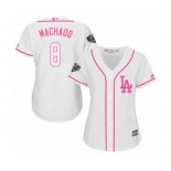 Women's Majestic Los Angeles Dodgers #8 Manny Machado Authentic White Fashion Cool Base 2018 World Series MLB Jersey