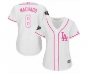 Women's Majestic Los Angeles Dodgers #8 Manny Machado Authentic White Fashion Cool Base 2018 World Series MLB Jersey