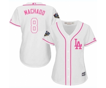 Women's Majestic Los Angeles Dodgers #8 Manny Machado Authentic White Fashion Cool Base 2018 World Series MLB Jersey