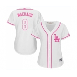 Women's Majestic Los Angeles Dodgers #8 Manny Machado Authentic White Fashion Cool Base MLB Jersey