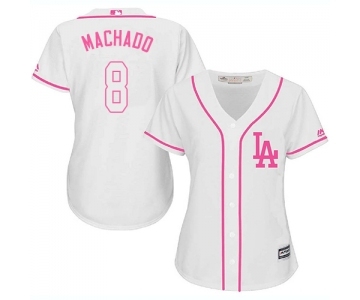 Women's Majestic Los Angeles Dodgers #8 Manny Machado Authentic White Fashion Cool Base MLB Jersey