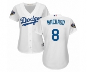 Women's Majestic Los Angeles Dodgers #8 Manny Machado Authentic White Home Cool Base 2018 World Series MLB Jersey