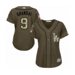 Women's Majestic Los Angeles Dodgers #9 Yasmani Grandal Authentic Green Salute to Service 2018 World Series MLB Jersey