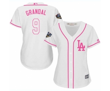 Women's Majestic Los Angeles Dodgers #9 Yasmani Grandal Authentic White Fashion Cool Base 2018 World Series MLB Jersey