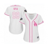 Women's Majestic Los Angeles Dodgers #99 Hyun-Jin Ryu Authentic White Fashion Cool Base 2018 World Series MLB Jersey