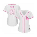 Women's Majestic Los Angeles Dodgers #99 Hyun-Jin Ryu Authentic White Fashion Cool Base MLB Jersey